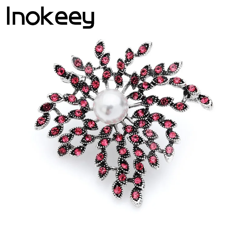 

Inokeey Red Full Rhinestone Firework Brooches For Women Jewelry Bouquet Pins Fashion Accessories Gift