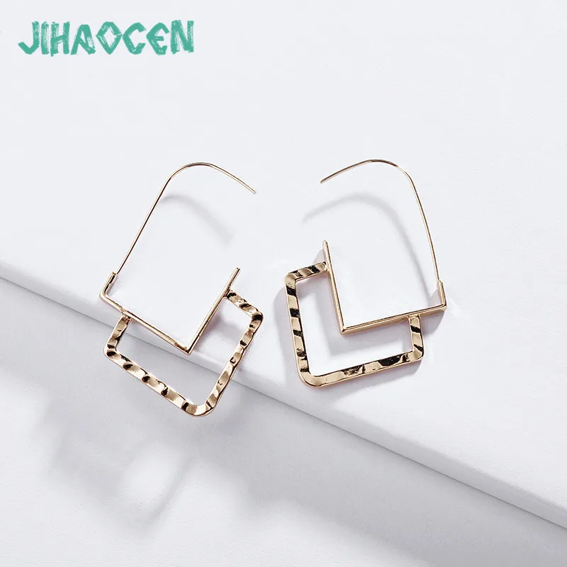 

Personality Earrings Gold Color Orecchini Pendent Zinc Alloy Geometric Pattern Statement Accessories India Jewelry Drop Earring