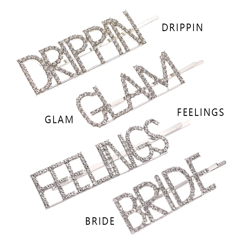 2019 GLAM DRIPPIN модные блестящие стразы с буквами заколки для волос аксессуары женщин