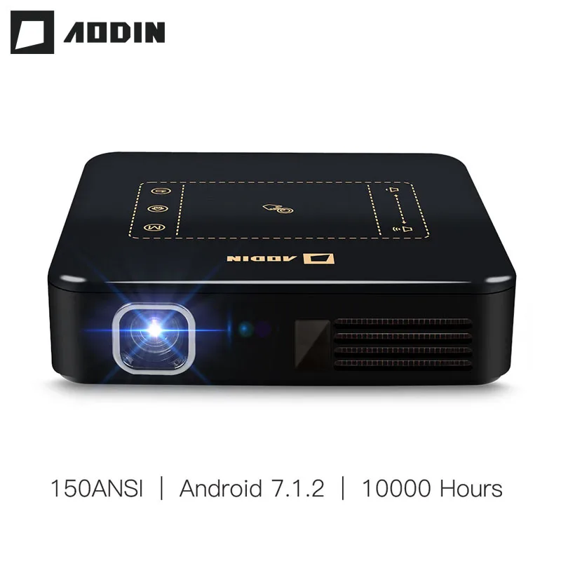 AODIN Android 7.1 Pocket Mini Projector D13 4K Smart TouchPad Pico DLP Portable LED WIFI Bluetooth 8000mAh Battery Home Theater