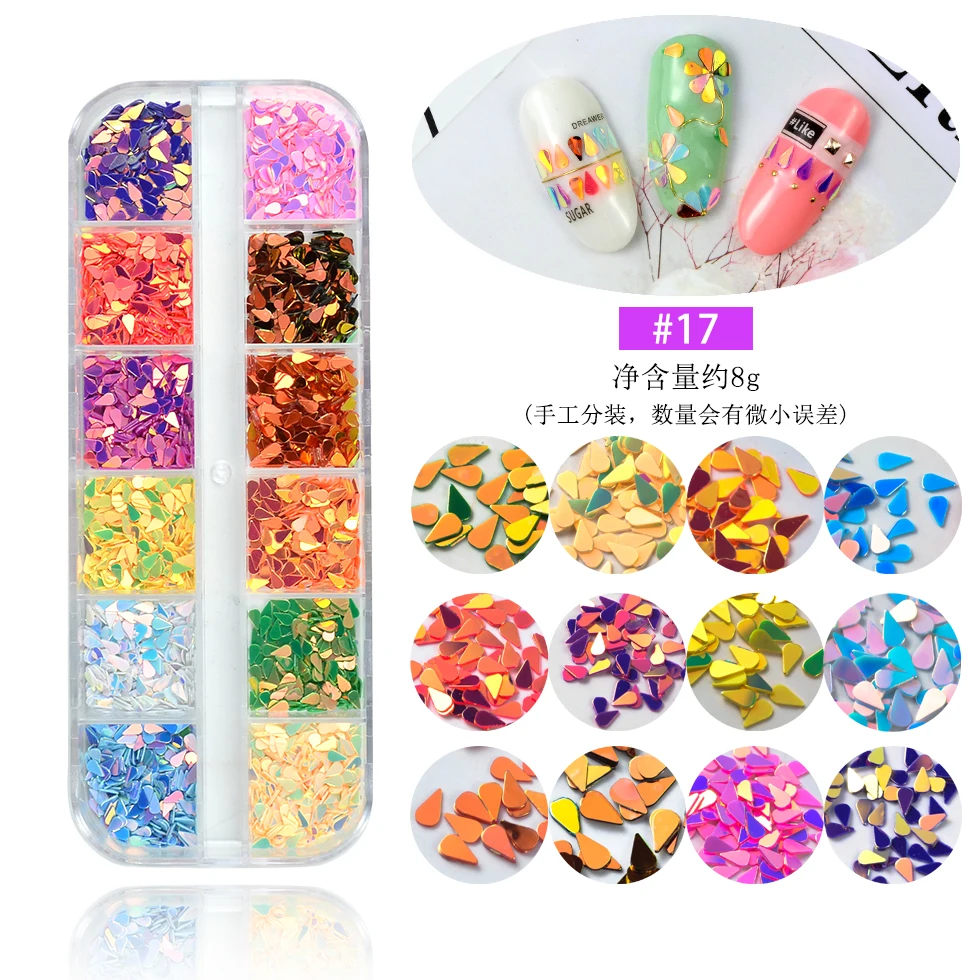 12 Grids Multi Style Glass Nail Rhinestones Mixed Colors AB Crystal Caviar 3D Charm Pearl DIY Alloy Manicure Nail Art Decoration