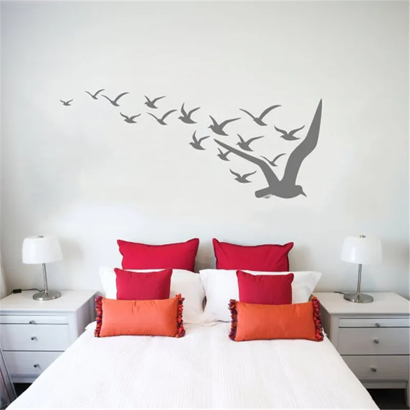 

Art A Group Of Flying Seagulls Wall Sticker Vinyl Dorm Kids Bedroom Decor Wall Mural Bisrds Animal Series Creative Decals