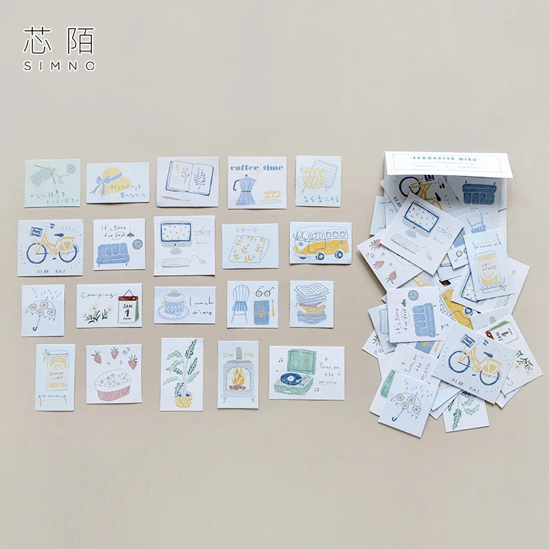 

60 Sheets Holiday Flowers Enoounter wind Label Decorative Paper Sticker Diary Journal Writable Paper Scrapbooking Label Sticker