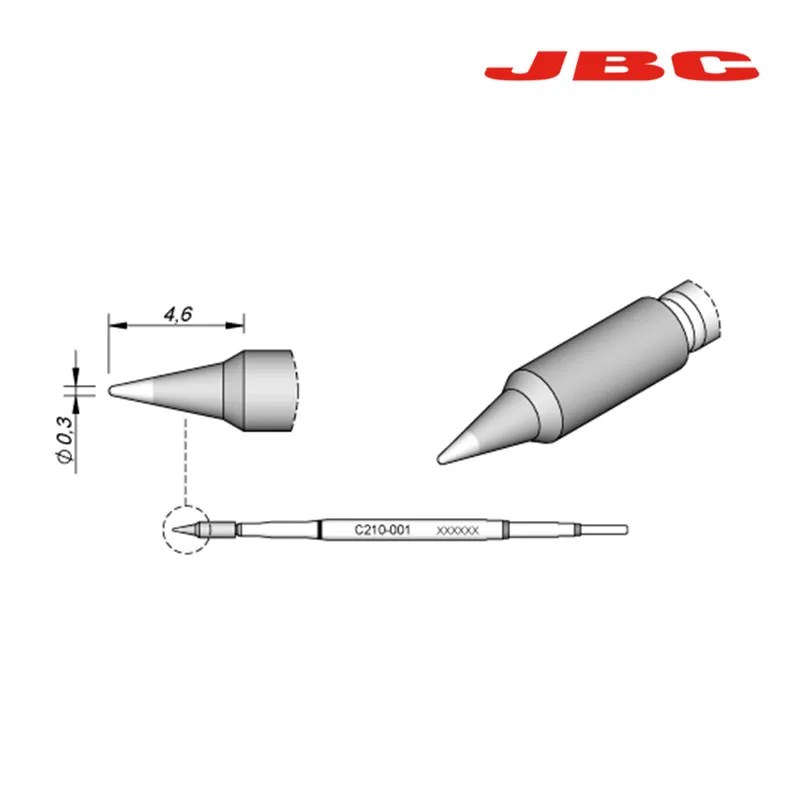 Jyrkior JBC Precision C210 наконечник паяльника 210-020 210-001 210-009 конический наконечник оригинальная сварочная насадка для сварочных работ - Цвет: JBC C210-001 0.3mm