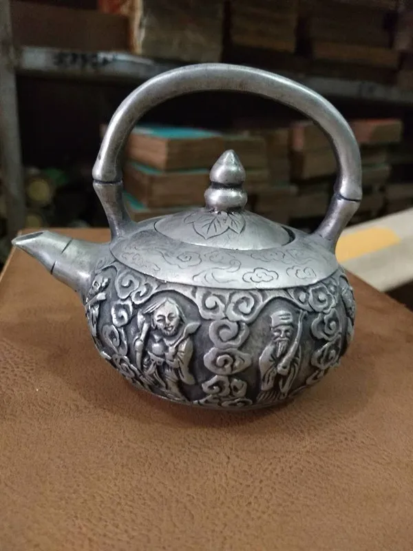 Antique carved figure eight miscellaneous copper teapot Home Furnishing