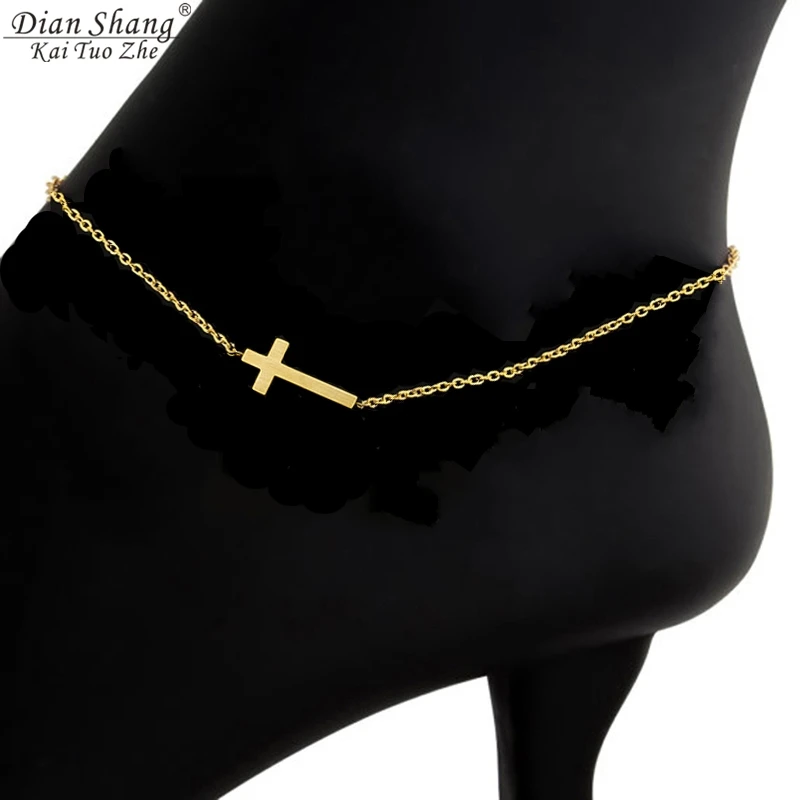 ICFTZWE, модный ножной браслет, нержавеющая сталь, Женские аксессуары для ног, стильный Золотой Серебряный счастливый крест, ножные браслеты для женщин, лучшие подарки