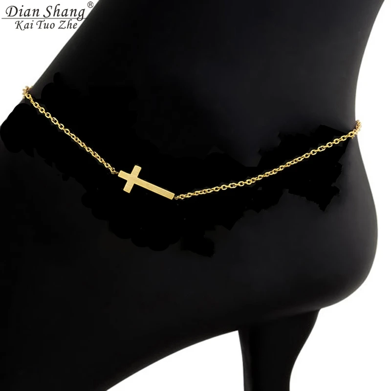 ICFTZWE Fashion Anklet Stainless Steel Female Foot Accessories Stylish Gold Lucky Cross Anklets For Women Best Gifts ICFTZWE Fashion Anklet Stainless Steel Female Foot Accessories Stylish Gold Lucky Cross Anklets For Women Best Gifts