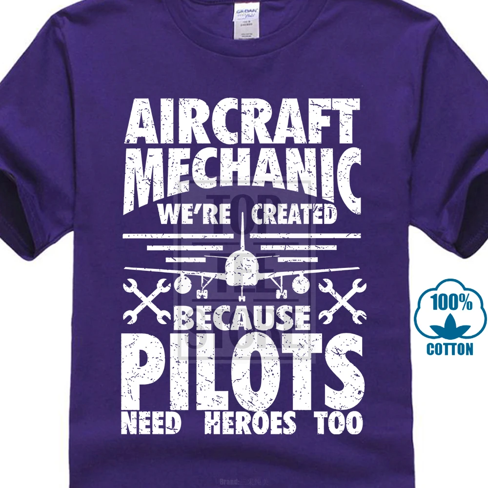 Летательный механик, потому что пилоты нужны герои, подарок, футболка, футболки с коротким рукавом для отдыха, мода лета, короткий рукав, размер - Цвет: Фиолетовый