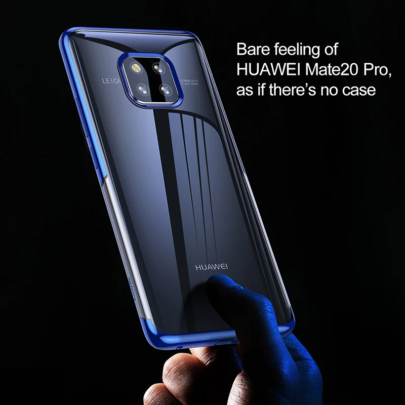

BASEUS Brand Electroplating ARC Edge Case For Huawei Mate 20 Pro / Mate 20 TPU Cover Shinning Series Soft Clear Back Cases
