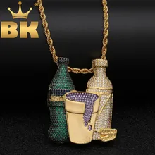Блестящий цветной кубический циркон бутылка для напитков кулон модное серебряное золотого цвета в стиле хип-хоп ожерелье для мужчин ювелирные изделия