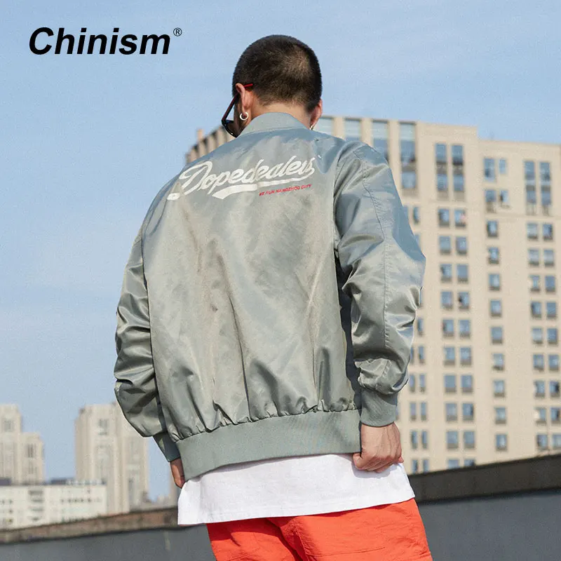 

CHINISM Letter Printed Bomber Jackets 2018 Men Loose Ma1 Pilot Bomber Jacket Male Side Zipped Swag Jackets Hip Hop Thin Coats