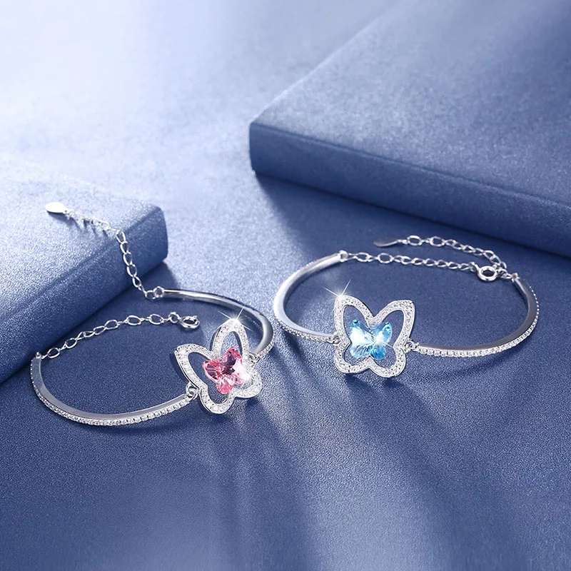 Браслет стразы женский из серебра 925 пробы с кристаллами|Гибкие и жесткие
