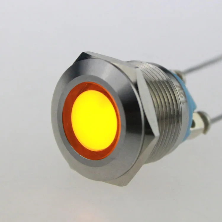 10 шт. светодиодный металлический индикатор 19 мм металлический свет предупреждающий Автомобильный свет 24 В красный зеленый желтый синий и белый - Цвет: yellow