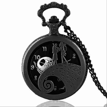 Новая мода Тима Бертона Кошмар перед Рождеством Салли Джек кварцевые карманные часы ожерелье пемк Мужские Женские Рождественский подарок