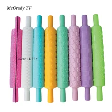 8 шт./компл. красочные Пластик тиснением фактурной узорной Fondant(сахарная) Скалки торт украшения выпечки инструменты Пластик печенья ролик