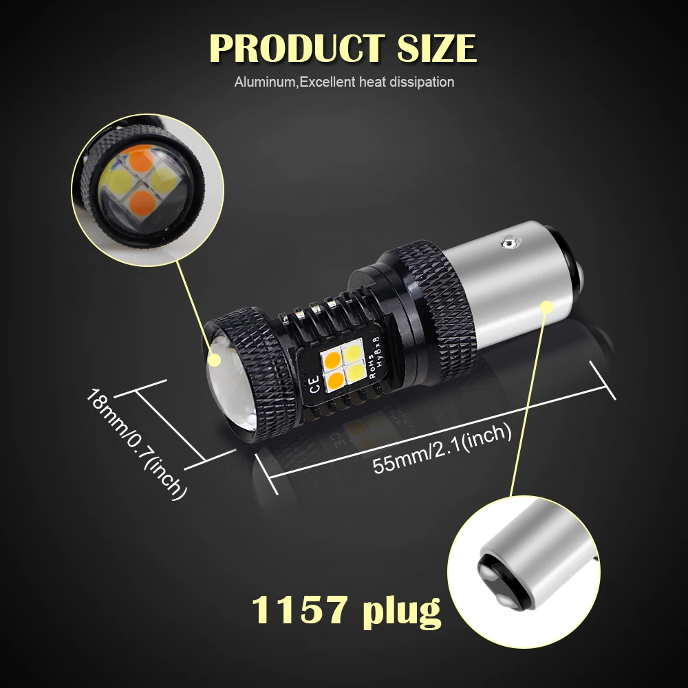 2 шт. 1156 BA15S P21W светодиодный сигнальная лампа 1157 BAY15D DRL резервный фонарь стоп