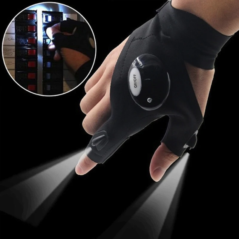 

Single LED Flashing Gloves Fishing Strap Fingerless Glove Flashlight Luminous for LED