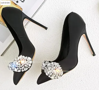 

New women rhinestone pumps sexy party shoes bowtie pumps dress shoes diamond high heels dress pumps bling bling wedding shoes