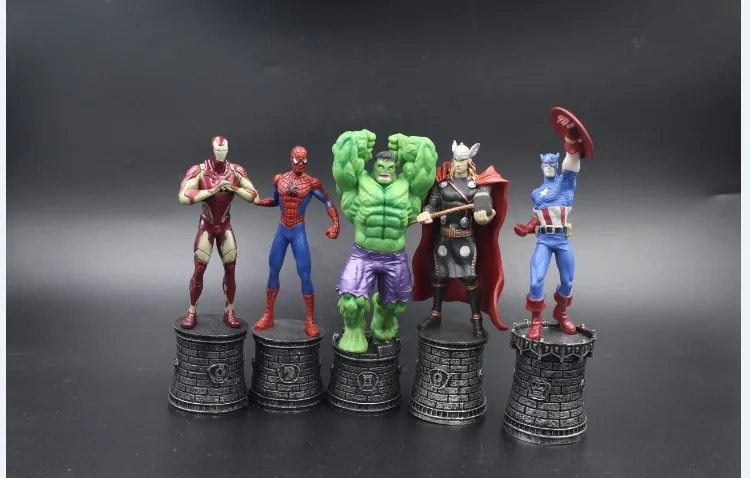 

Marvel Avengers Superhero Chess Hulk Spider Captain America Thor Iron Man PVC Action Figure Collectible Model Toy 14-15 KT2132