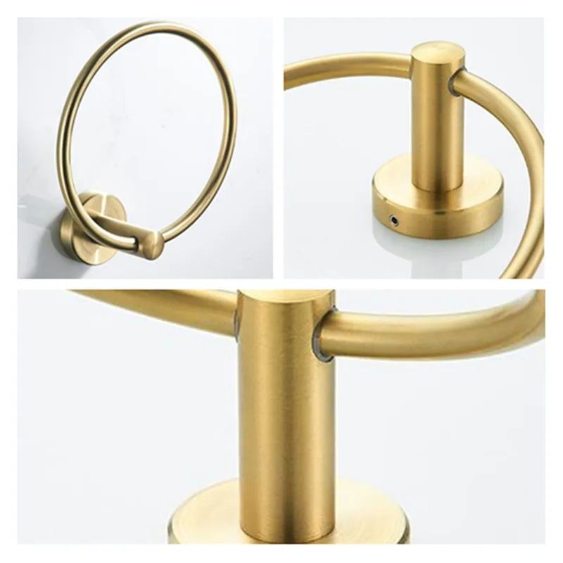 Кольца для полотенец из нержавеющей стали, матовый золотой настенный держатель для полотенец, вешалки для хранения, вешалка для полотенец, аксессуары для ванной и туалета