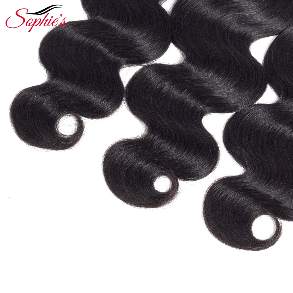 sophie's Hair Malaysian 3 Bundles Non-Remy Hair Extensions Body Wave 100% Human Weaves Natural Color