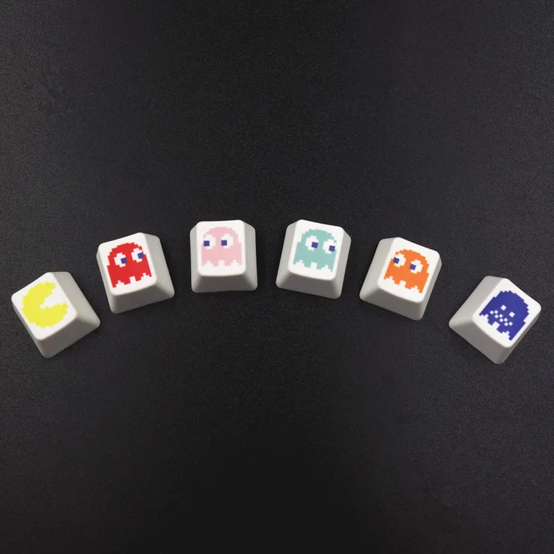 

6pcs PBT keycaps Pac-Man Patterns Combo Dye-Sublimation Cherry MX Key Caps For MX Switches Mechanical Gaming Keyboard