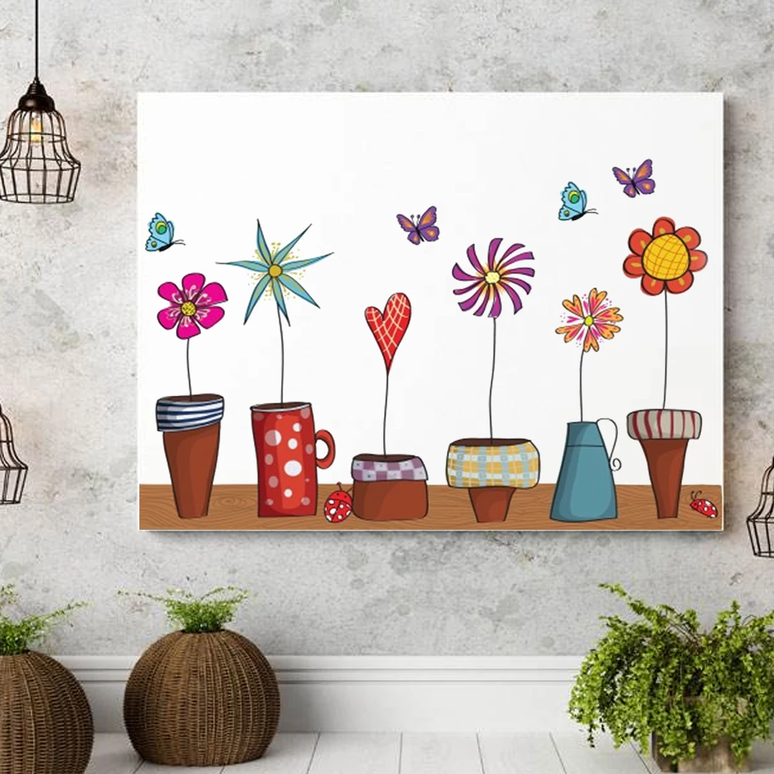 Etiqueta Engomada Linda De La Pared De La Flor De La Cocina