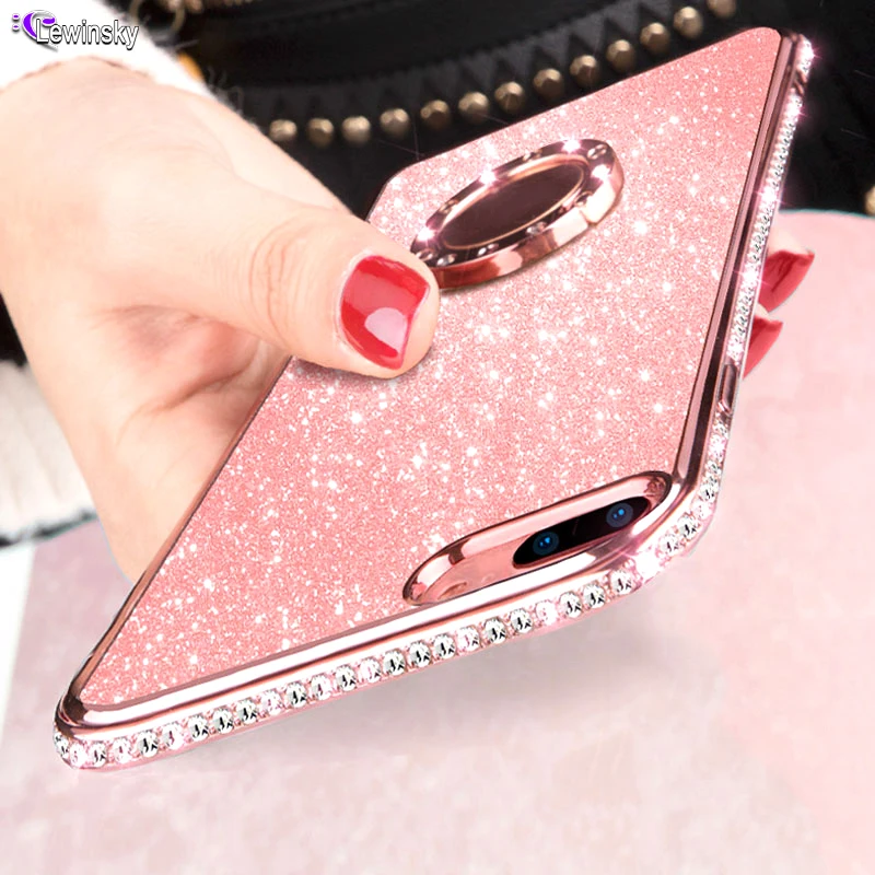 

For iPhone XS Max Xr 8 7 6S 6 s Plus Glitter Diamond Magnetic Finger Ring Kickstand Case For Samsung Galaxy S9 Plus Note 9 Cover
