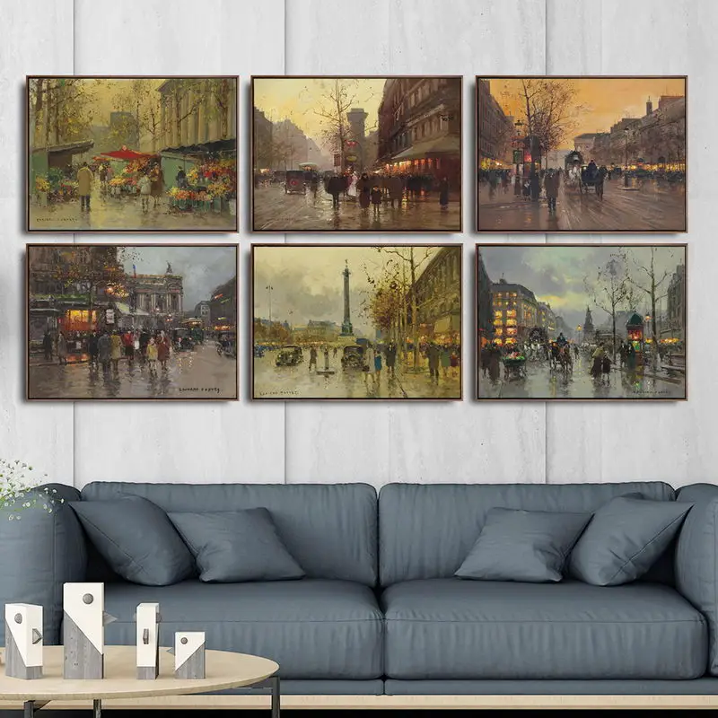 

Home Decoration Art Wall Pictures Fro Living Room Poster Print Canvas Paintings French Edouard Leon Cortes City streetscape