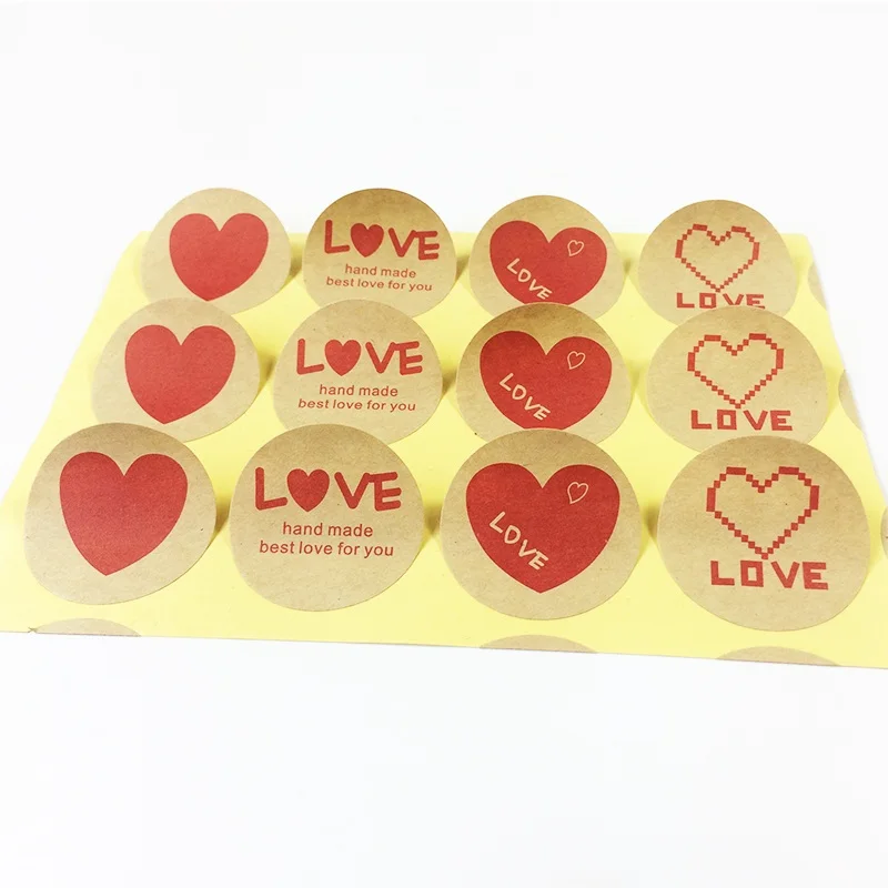 1200 шт./лот Серия Love Heart винтажная круглая крафт бумага в римском стиле наклейка