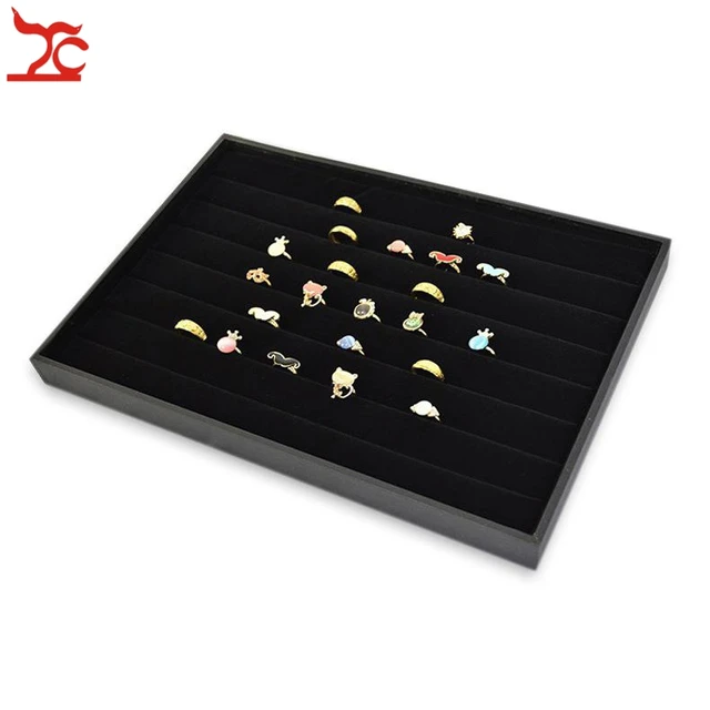 3pcs 14 Black Velvet Jewelry Display Tray Ring Cufflink Holder Case 3pcs 14 Black Velvet Jewelry Display Tray Ring Cufflink Holder Case Nr Free Shipping