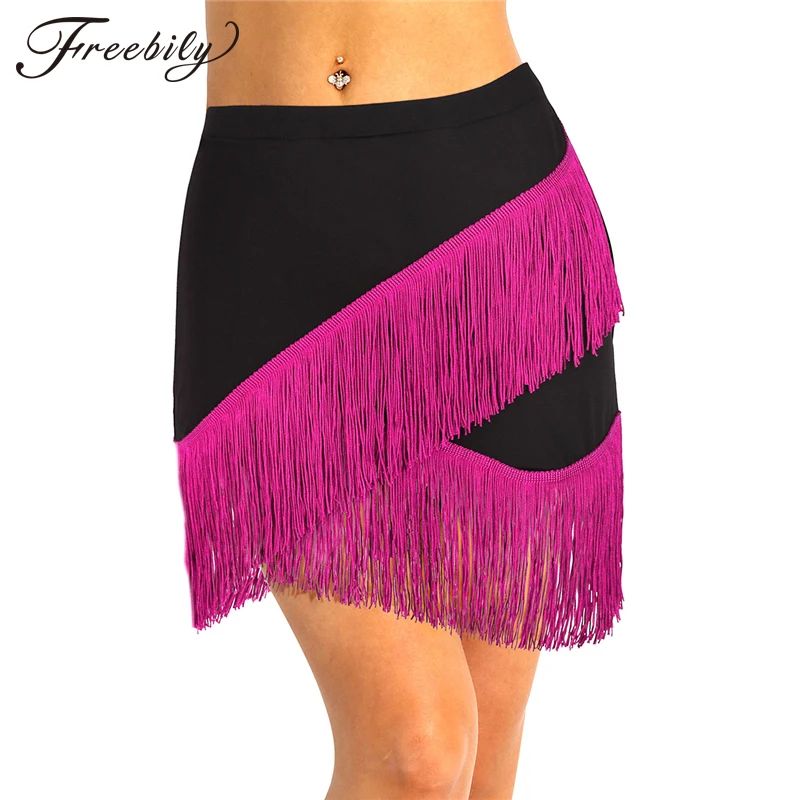 

New Latin dance costume elastic waistband fringe flowing tassels latin dance short skirt for women latin dance exercise costume