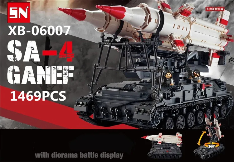 

XB 06007 1469Pcs Military Series The SA-4 Ganef Set Building Blocks Bricks Children Educational Toys Model Birthday Gifts