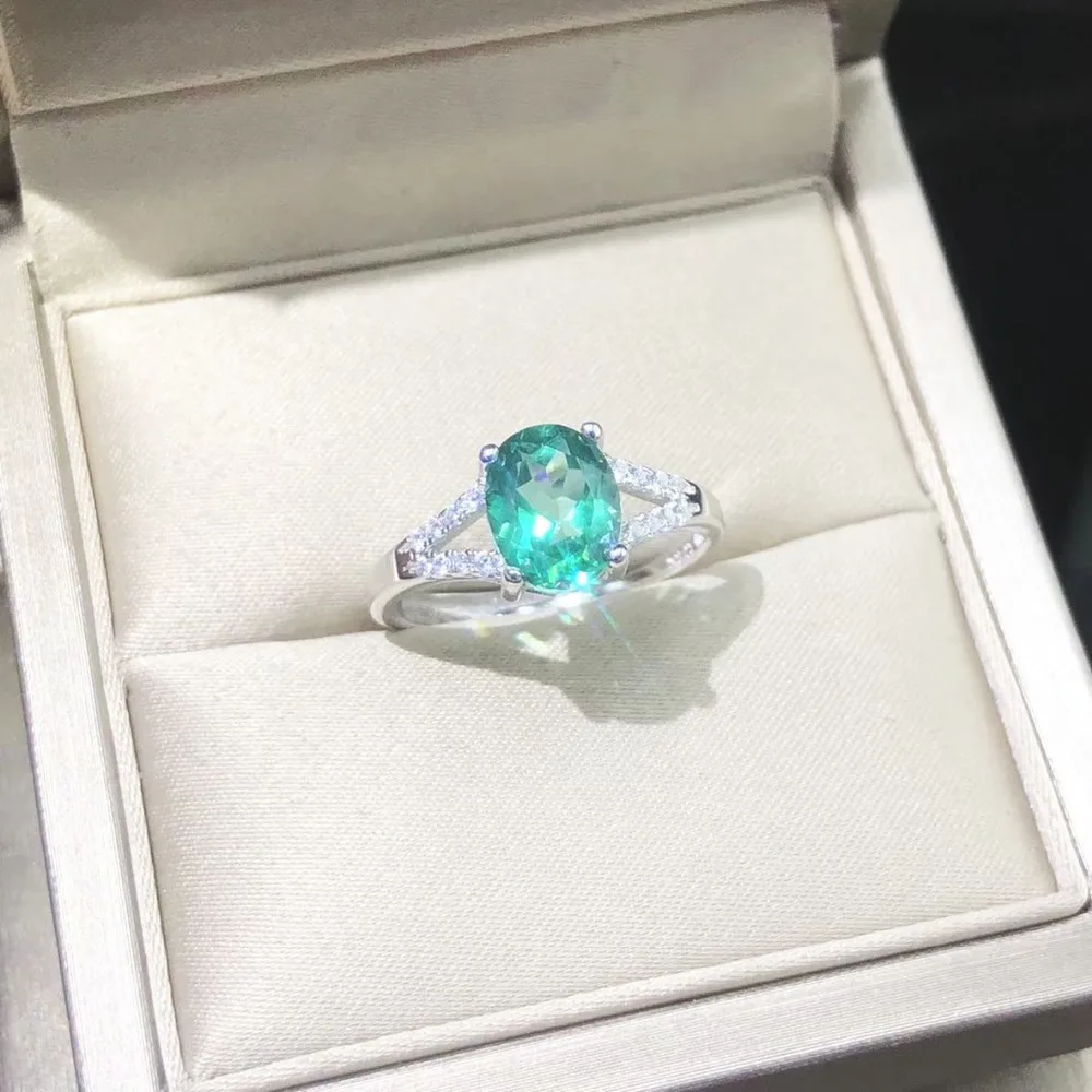Обручальное кольцо Овальный 7x9 мм настоящий природный зеленый шпинельное кольцо продвинутые ювелирные изделия кольцо из стерлингового серебра 925 Свадебные украшения Для женщин кольца