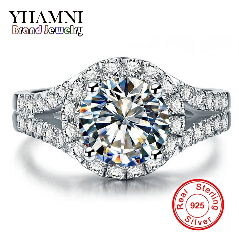 

Promotion!!! Real Solid 925 Silver Wedding Rings Jewelry for Women 2 Carat Sona CZ Diamant Engagement Rings Accessories BKJZ025