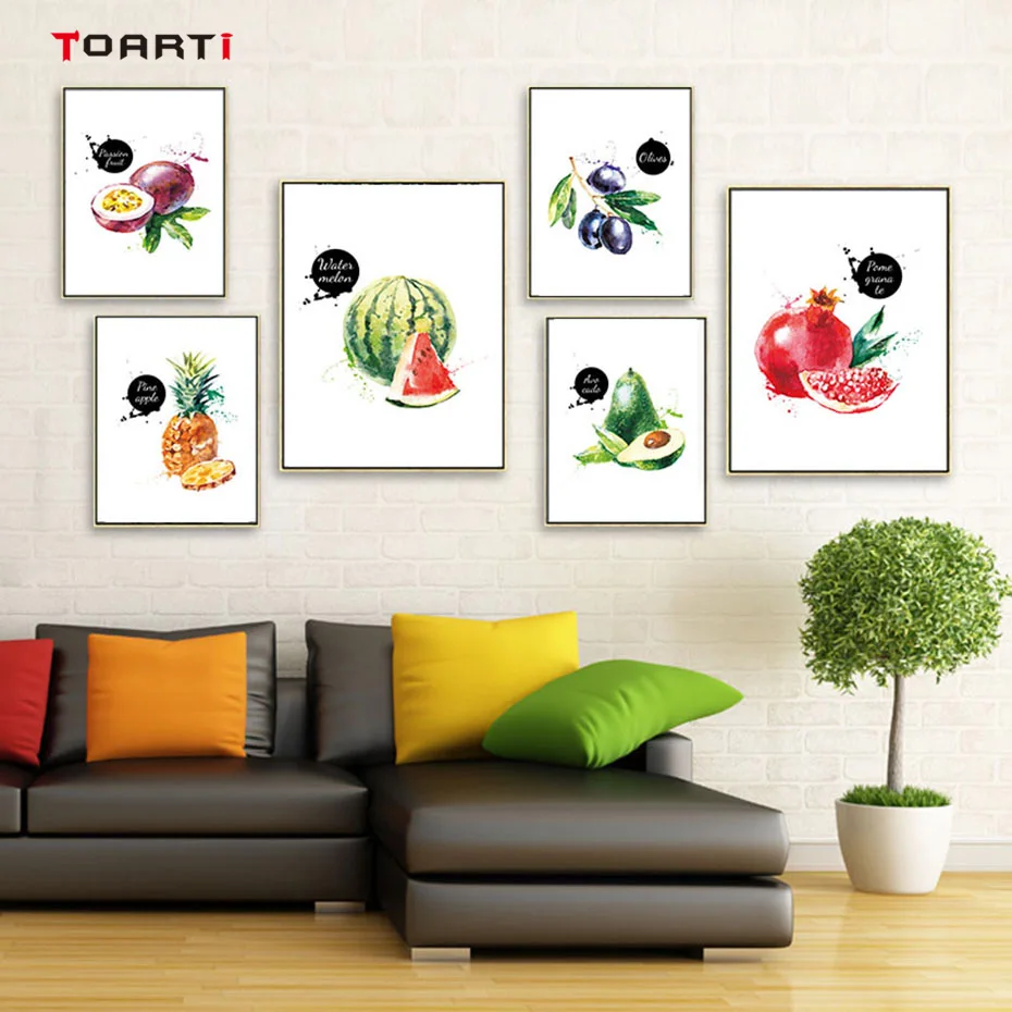 Bright Colorful Fresh Fruit Wall Art Impression Watercolor Painting Nordic Posters&Prints Living Room Home Decor Modern Pictures (1)