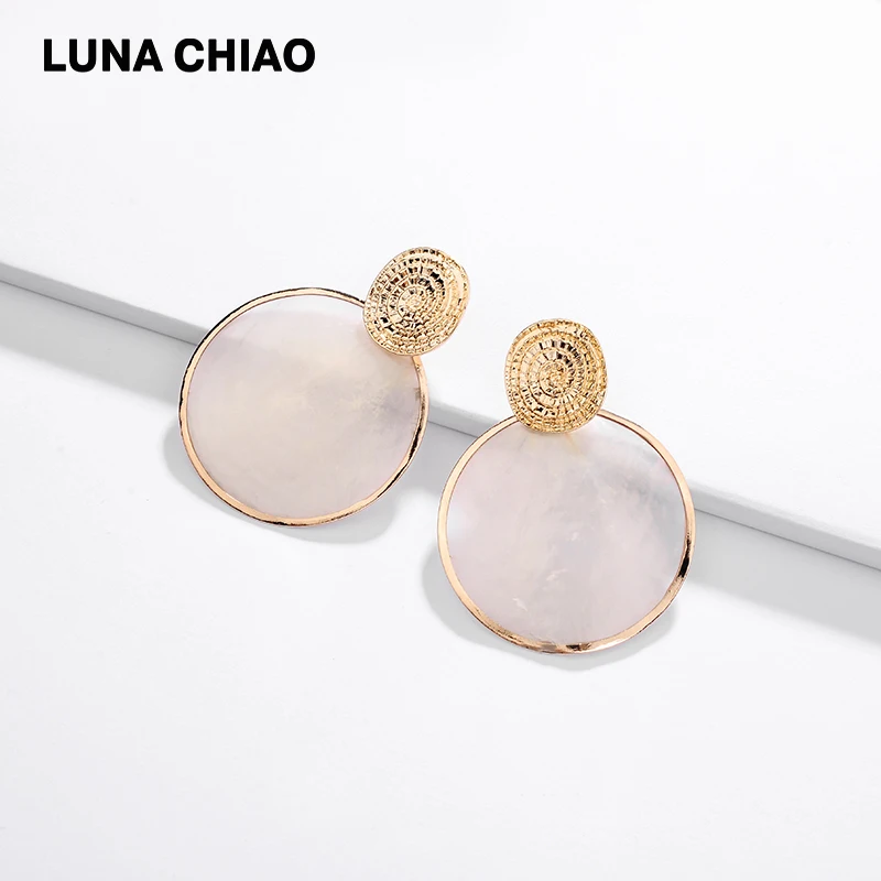 Женские серьги капельки LUNA CHIAO с круглыми дисками|Серьги-подвески| |
