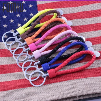 

100pcs/Lot 18 Colors Mixed PU Leather Braided Rope Keychain DIY Bag Pendant Key Chain Holder Car Keyring