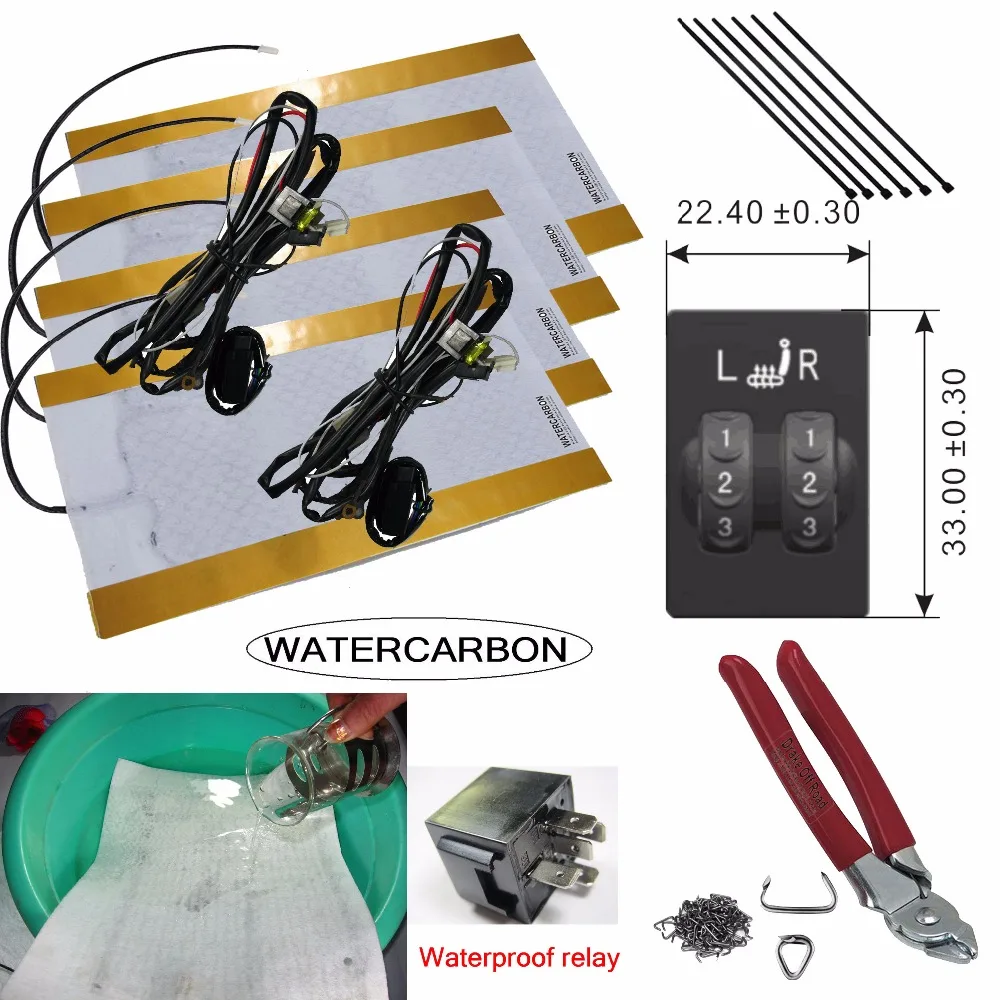 2-х местный подходит для сиденье Toyota водонепроницаемый нагреватель углеродного волокна Оригинальное автомобильное сиденье электрического нагревательного элемента 12v инструкции по установке инструмент