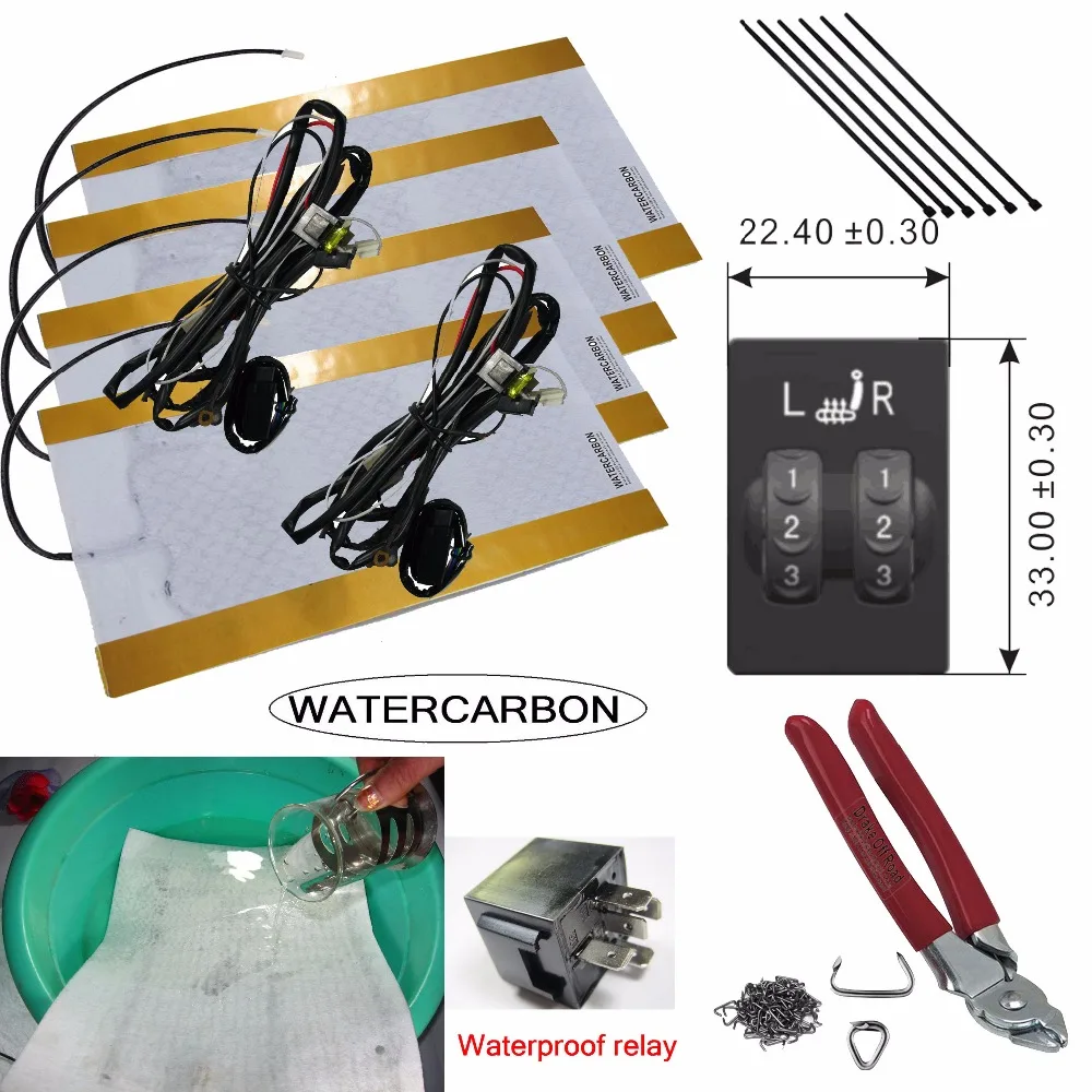 

Free shipping 2 seats suitable for Toyota seat waterproof heater carbon fiber original car cover heater 12v installation tool
