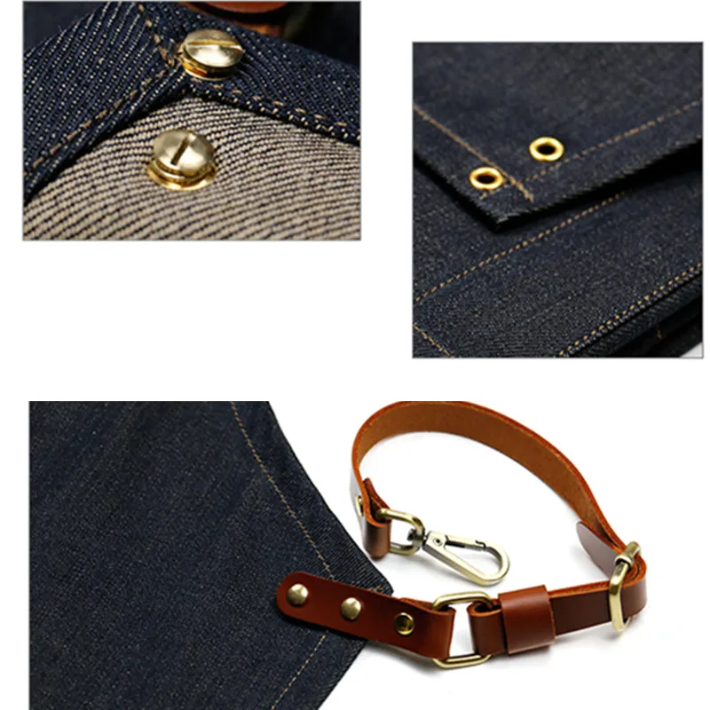 Denim Apron Leather Strap K54B-13
