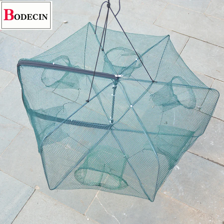6 Holes Fishing Net Folded Network Automatic Shrimp Fish Trap Minnow Crab Baits Mesh Nylone Casting Crayfish Catcher Nets Cast (5)