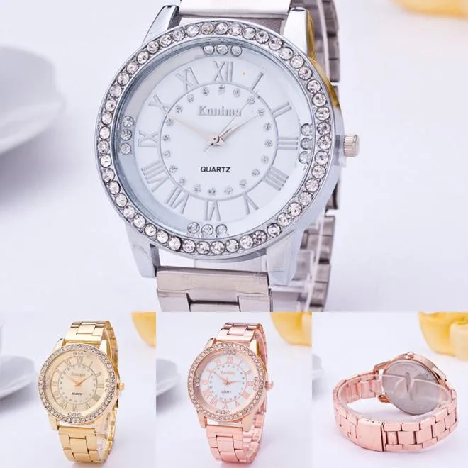 

Women's Crystal Rhinestone Stainless Steel Analog Quartz Wrist Watch Elegant Ladies Dress Relogios Femininos 2019 Watches