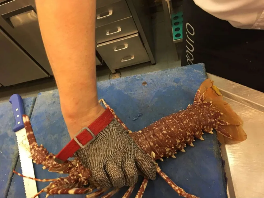 Анти-режущая ручная безопасная hongcho брендовая нержавеющая сталь морепродукты перчатка для лобстеров цепь почтовые перчатки