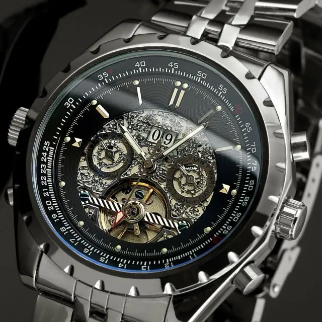 

Jargar Black 6-hand Date Stainless Steel Case Full Steel Wrist Watch Automatic Wrist Watch