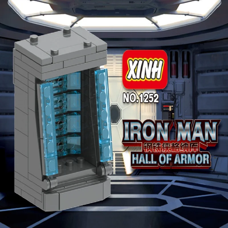 

Iron Man Hall of Armor Figures Super Heroes Invincible Assemble Building Blocks Action Model For Children Toys Gift XH1252