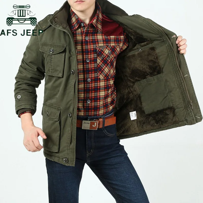

AFS JEEP Brand Thick Winter Parkas men Plus Size L-9XL Cotton Warm Military Winter jacket men Casual Multi-Pocket Parkas Hombre