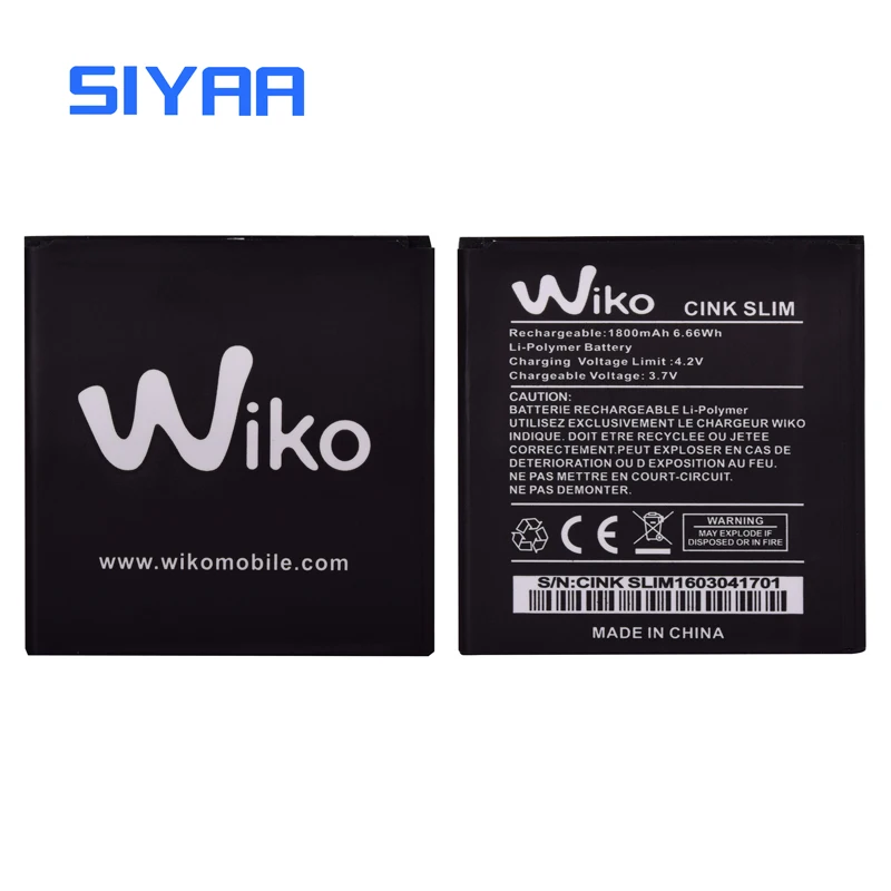 SIYAA Cink Slim Battery For Wiko Mobile Phone Good Quality High Capacity 1800mAh Replacement Li-ion Bateria | Мобильные телефоны и