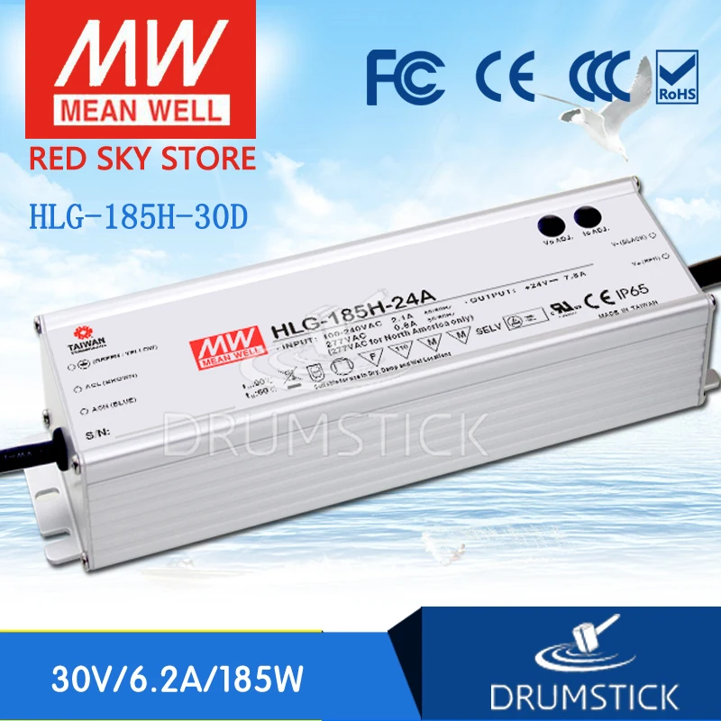 

MEAN WELL HLG-185H-30D 30V 6.2A meanwell HLG-185H 30V 186W Single Output LED Driver Power Supply D type