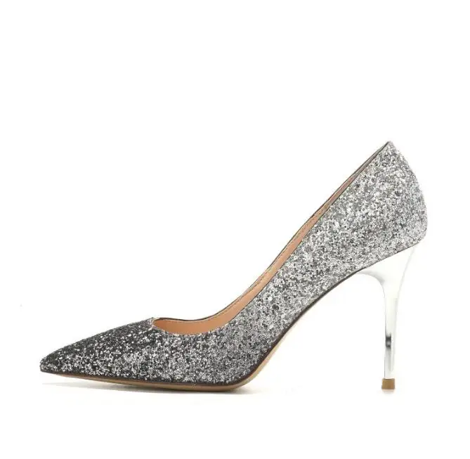 

Moraima Snc Bling Bling Glitter Embellished Pointed Toe High Heel Shoes Woman Thin Heels Gradient Colors Wedding Heels